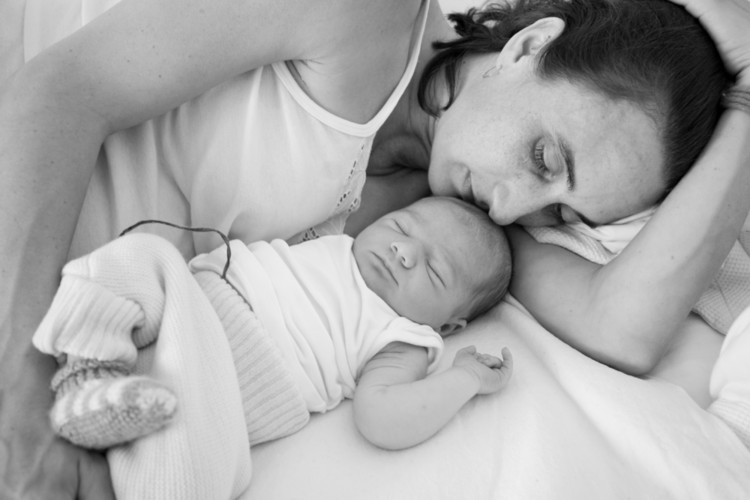 Mom and baby sleeping