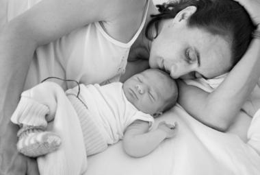 Mom and baby sleeping
